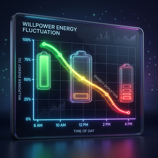A graph showing energy levels dropping over time